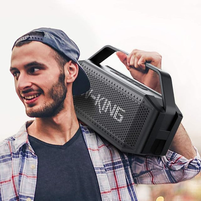 W-KING Bluetooth Speaker- 100W Peak 60W RMS Deep Bass, IPX6 Portable Waterproof Loud Bluetooth Speakers Wireless with Subwoofer, 40H/Power Bank/Tf/Aux/Eq, Party Boombox Outdoor Large Bluetooth Speaker