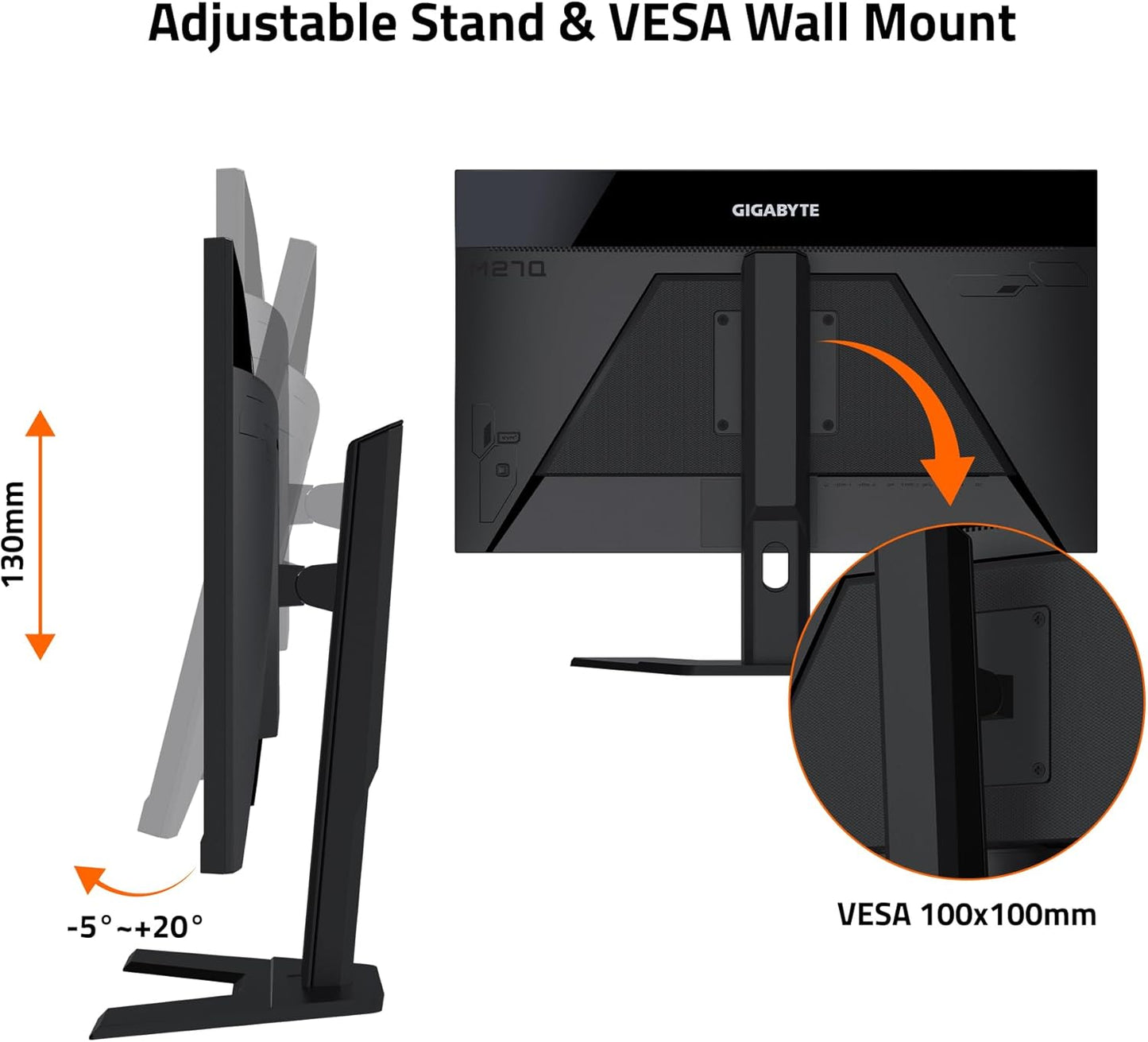 GIGABYTE M27Q 27" 165Hz 1440P -KVM Gaming Monitor, 2560 X 1440 SS IPS Display, 0.5Ms (MPRT) Response Time, 92% DCI-P3, HDR Ready, Freesync Premium, 1X Display Port 1.2, 2X HDMI 2.0, 2X USB 3.0