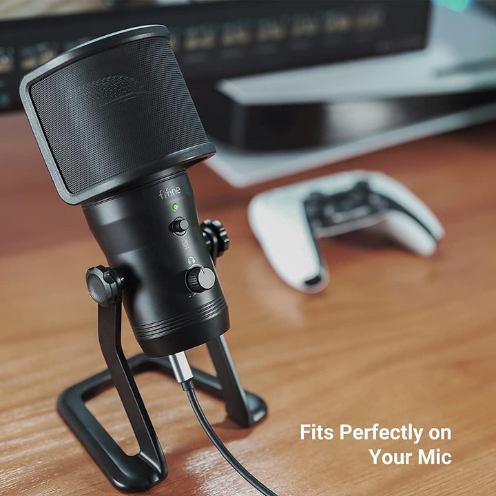 FIFINE USB Studio Recording Microphone Computer Podcast Mic with Pop Screen for PC, PS4 (K690+U1)