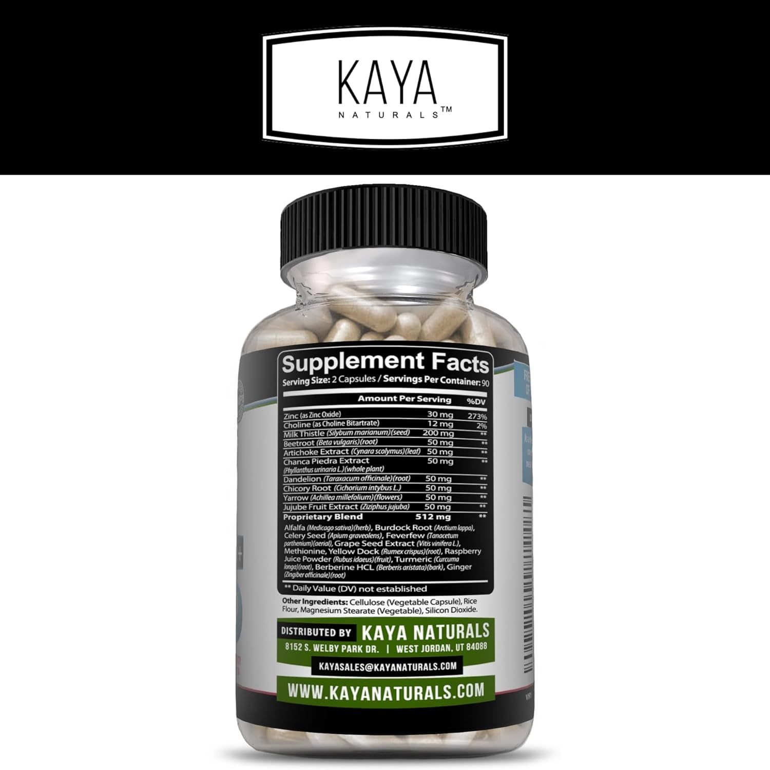 Kaya Naturals Liver Support | Gut Health Supplements for Women and Men | Milk Thistle and Dandelion Root Capsules | Detox Cleanse Liver Supplements with Artichoke Extract and Chicory Root 180 Count