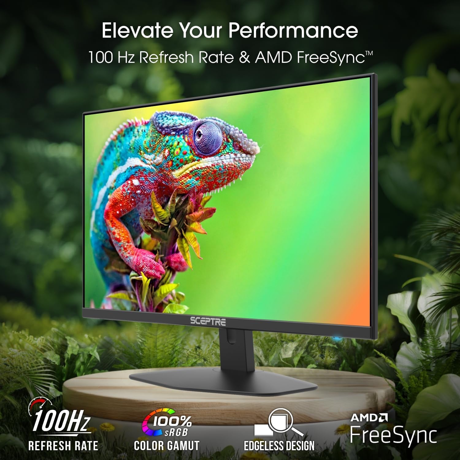 Sceptre New 24-Inch Gaming Monitor 100Hz 1Ms Displayport HDMI X2 100% Srgb AMD Freesync Build-In Speakers, Eye Care Frameless Machine Black 2024 (E248W-FW100T)