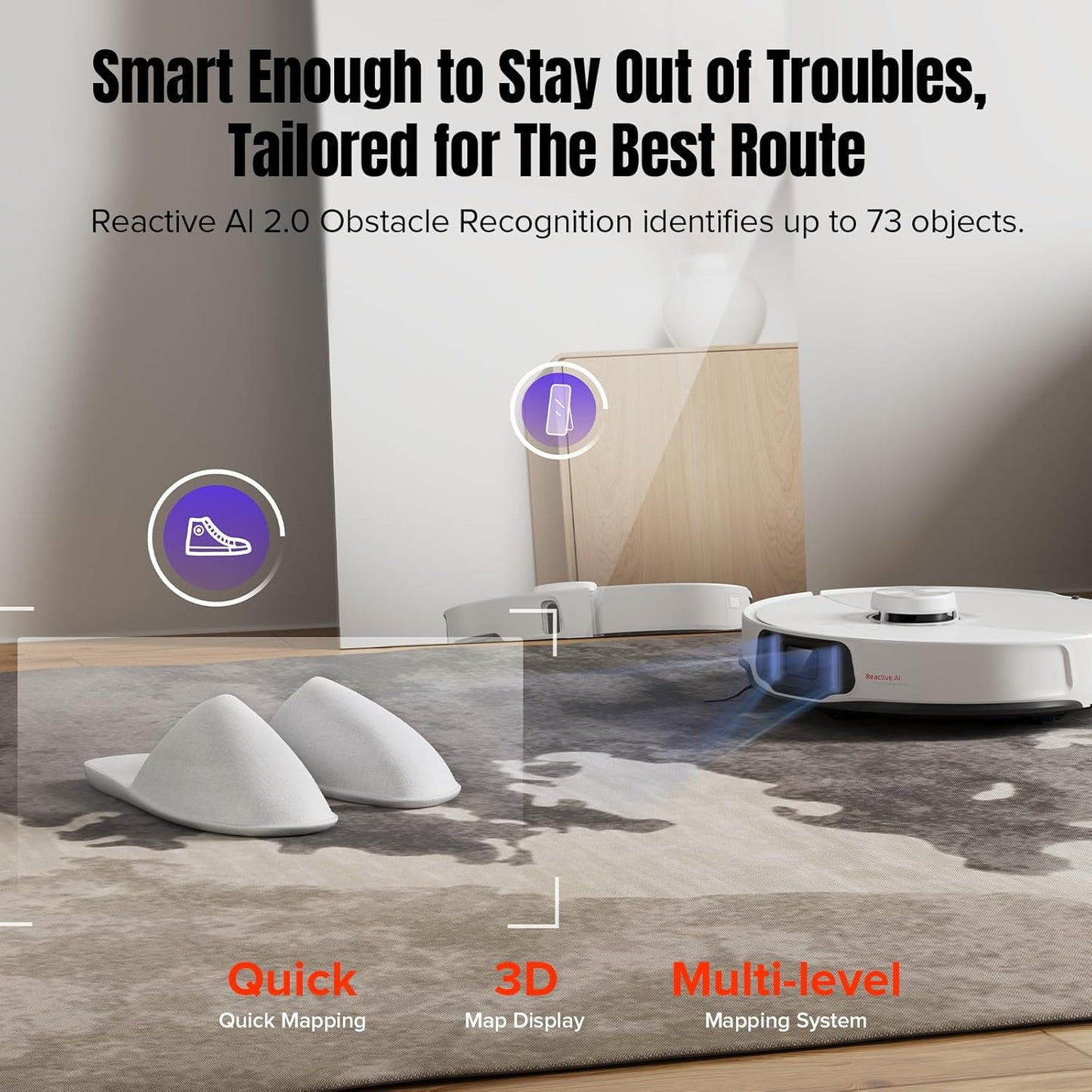 Roborock S8 Maxv Ultra Robot Vacuum & Sonic Mop, 10000 Pa Suction, Corner to Edge Deep Cleaning, Hot Air Self-Drying, Auto Empty & Refill, Detergent Dispenser, Obstacle Avoidance,White