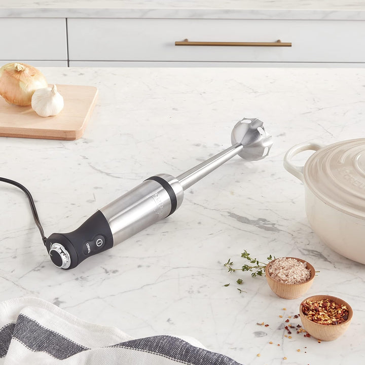 All-Clad Electrics Stainless Steel Immersion Blender 2 Piece Turbo Function 600 Watts Detachable, Variable Speed Control, Hand Blander, 9-1/4-Inch