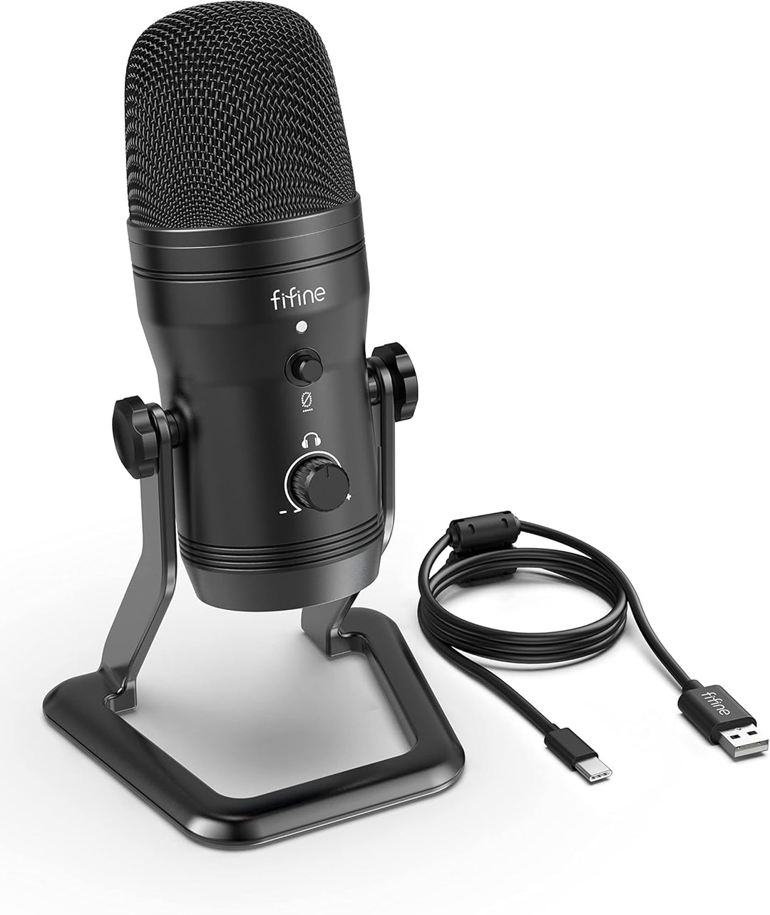FIFINE USB Studio Recording Microphone Computer Podcast Mic for PC, PS4, Mac with Mute Button & Monitor Headphone Jack, Four Pickup Patterns for Vocals Youtube Streaming Gaming ASMR Zoom-Class (K690)