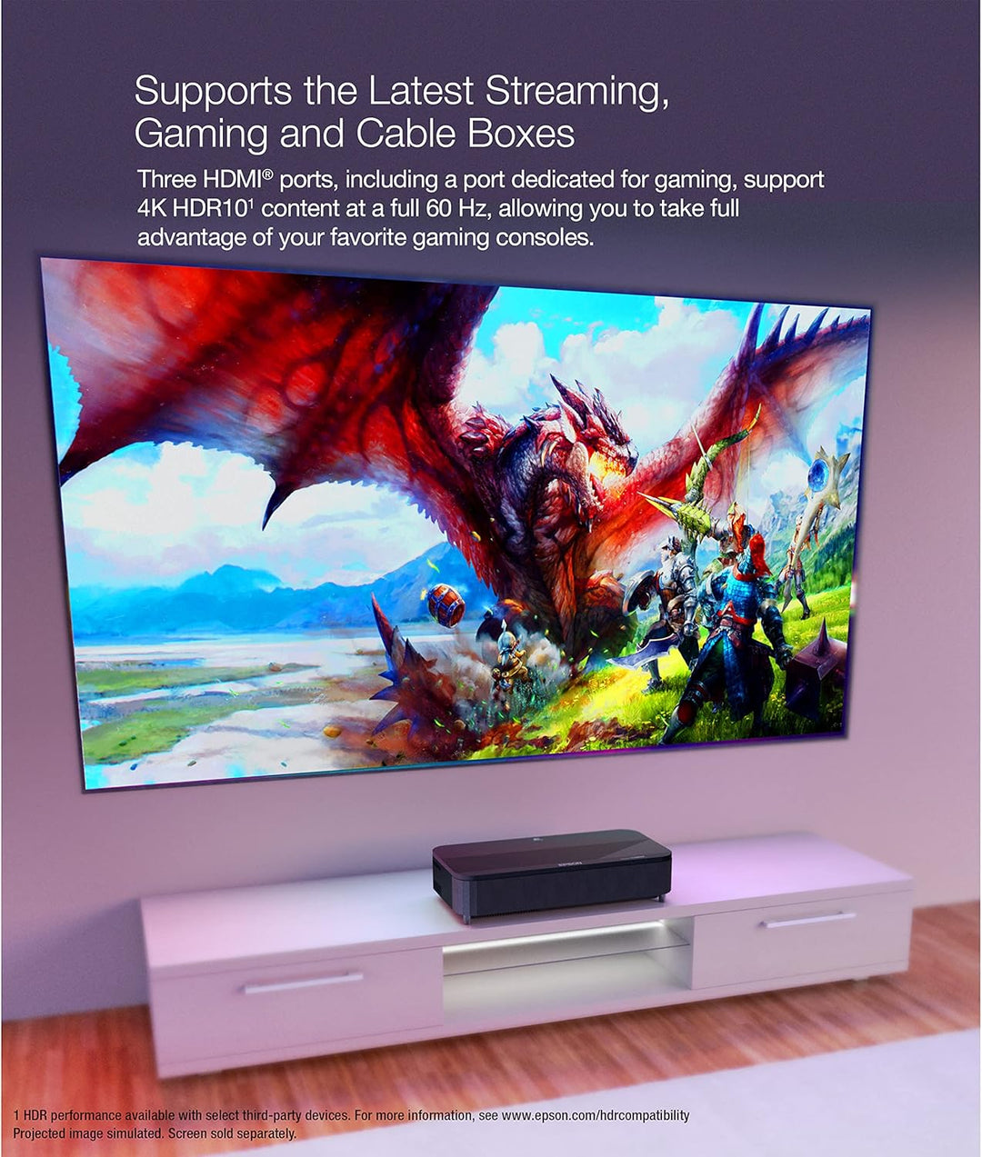 Epson Epiqvision Ultra LS800 Ultra Short Throw 3-Chip 3LCD Smart Streaming Laser Projector, 4,000 Lumens, 4K PRO-UHD, HDR, 150", Android TV, 2.1Ch Yamaha Built-In Speakers - Black