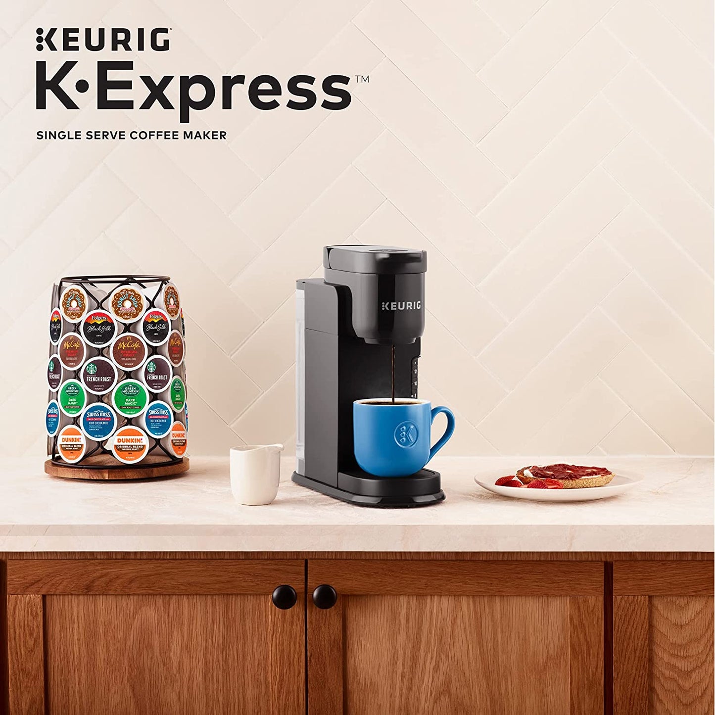 Keurig K-Express Single Serve K-Cup Pod Coffee Maker, 3 Brew Sizes, Strong Button Feature, 42Oz Removable Reservoir, Black