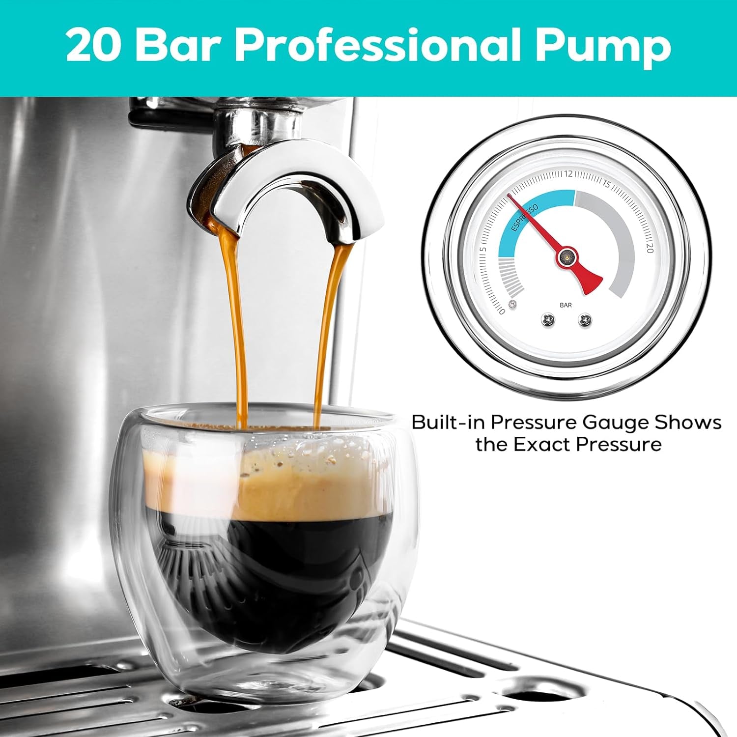 CASABREWS Espresso Machine with Grinder, Professional Espresso Maker with Milk Frother Steam Wand, Barista Latte Machine with Removable Water Tank for Cappuccinos or Macchiatos, Gift for Mom Dad