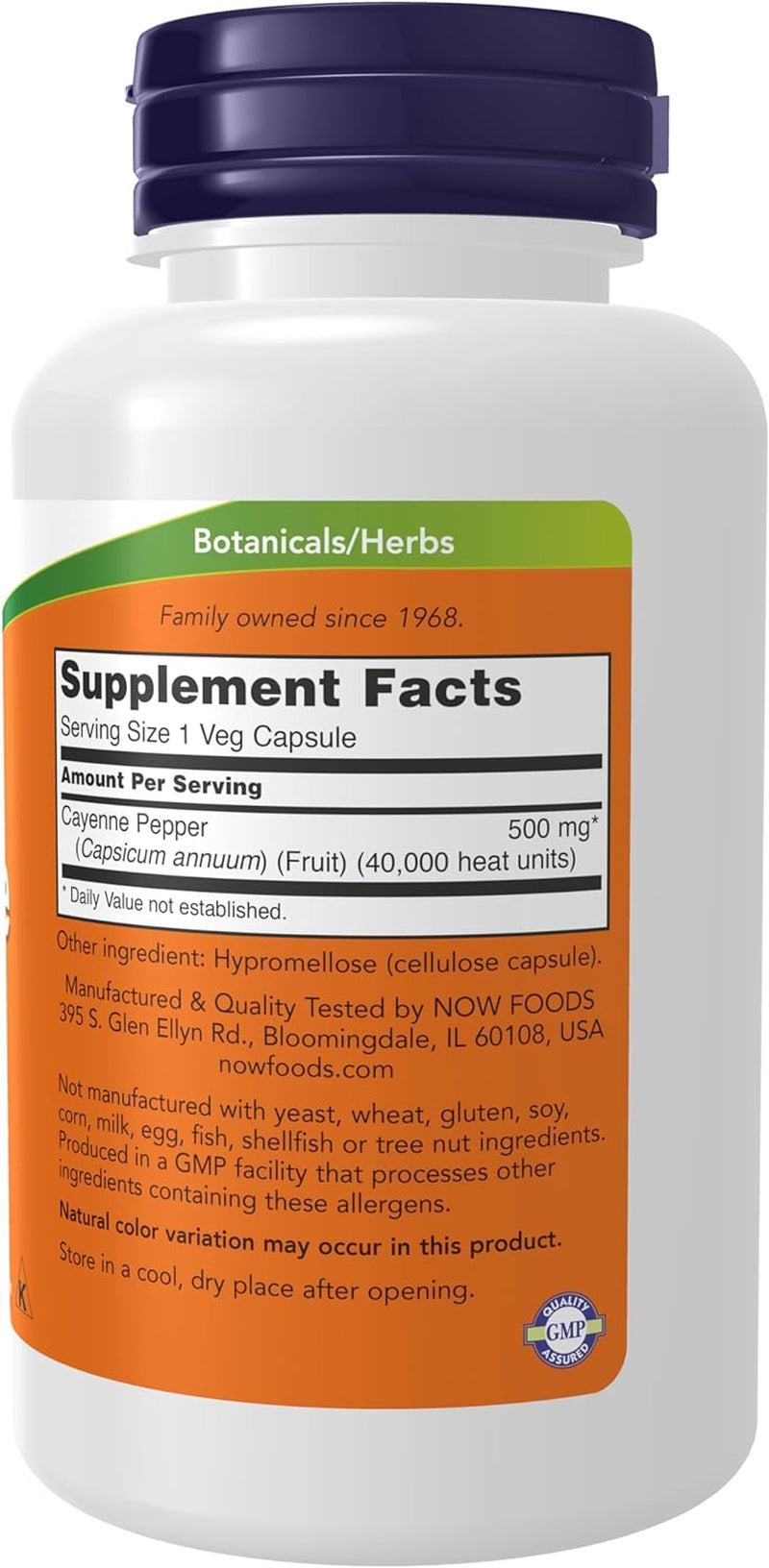 NOW Foods Supplements, Cayenne (Capsicum Annuum) 500 Mg, Herbal Support, 100 Veg Capsules