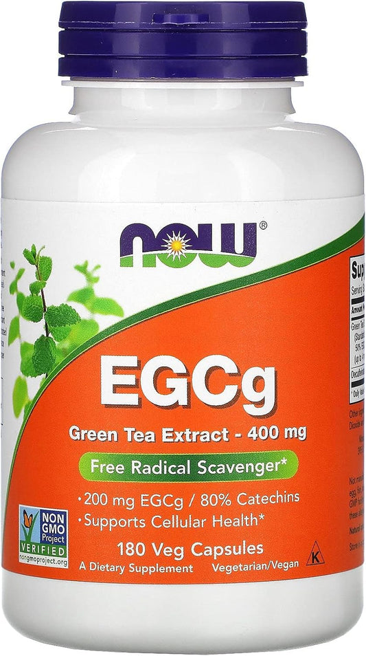 NOW Foods Supplements, Egcg Green Tea Extract ,Dietary,400 Mg, Free Radical Scavenger*, 180 Veg Capsules