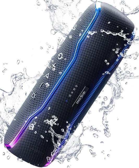 Portable Bluetooth Speaker, IPX7 Waterproof Wireless Speaker with Colorful Flashing Lights, 25W Super Bass 24H Playtime, 100Ft Range, TWS Pairing for Outdoor, Home, Party, Beach, Travel