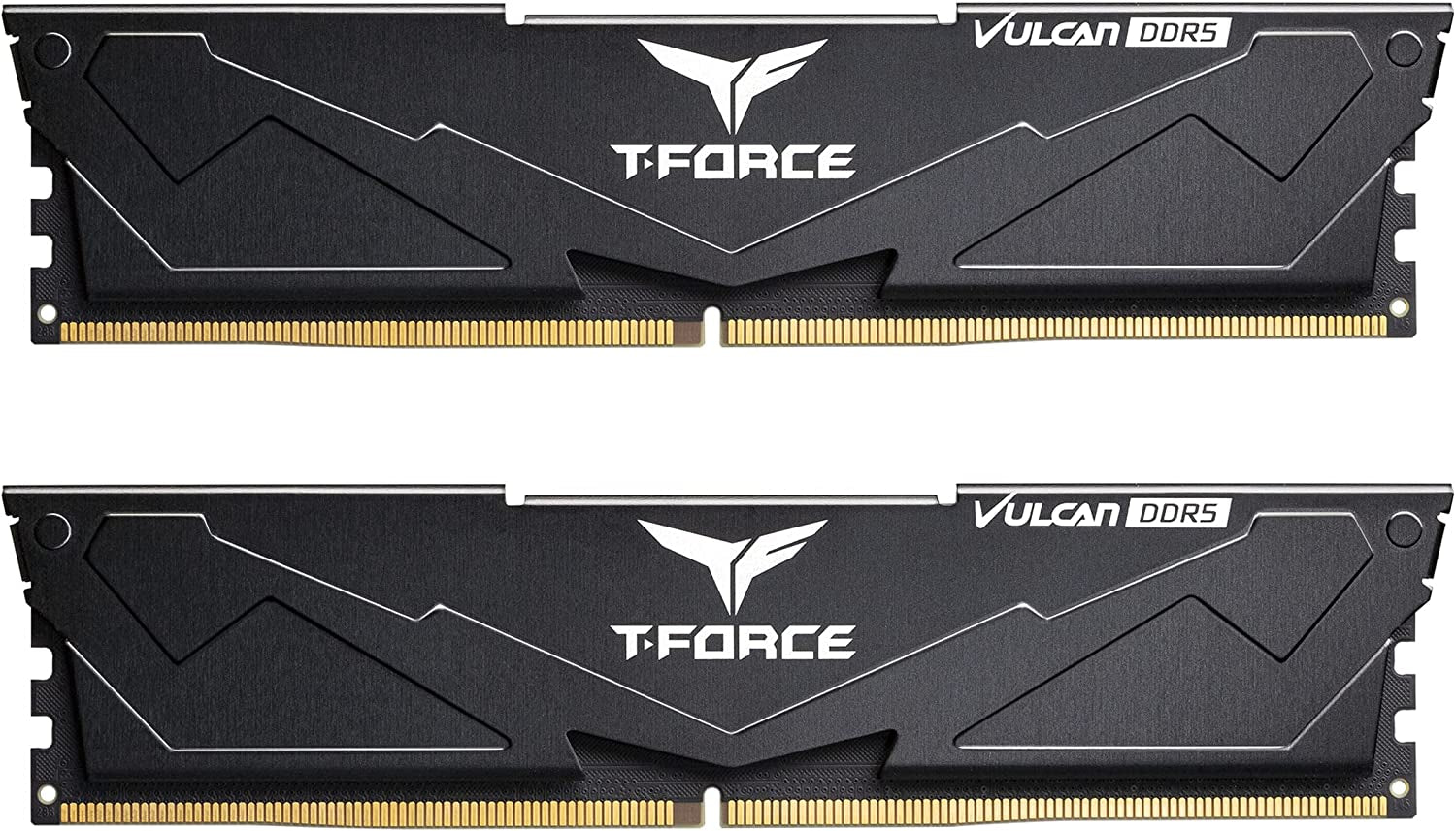 TEAMGROUP T-Force Vulcan DDR5 32GB (2X16Gb) 6000Mhz (PC5-48000) CL38 Desktop Memory Module Ram (Black) for Chipset 600 700 Series XMP 3.0 Ready - FLBD532G6000HC38ADC01