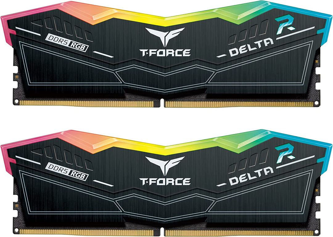 TEAMGROUP T-FORCE DELTA RGB DDR5 Ram 32GB (2X16Gb) 6000Mhz PC5-48000 CL30 Intel XMP 3.0 AMD Expo Compatible Desktop Memory Black FF3D532G6000HC30DC01