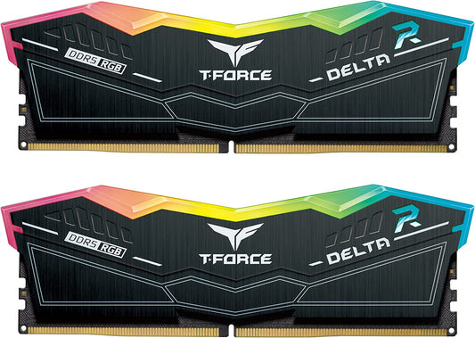 TEAMGROUP T-FORCE DELTA RGB DDR5 Ram 32GB (2X16Gb) 6000Mhz PC5-48000 CL30 Intel XMP 3.0 AMD Expo Compatible Desktop Memory Black FF3D532G6000HC30DC01