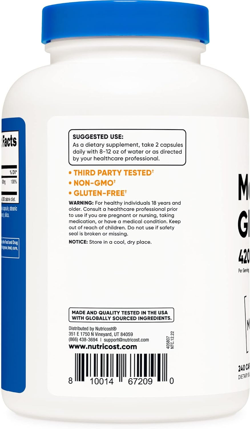 Nutricost Magnesium+ Extra Strength 420Mg, 240 Capsules - 120 Servings. Magnesium Oxide and Glycinate - Non-Gmo, Gluten Free, Vegan Friendly