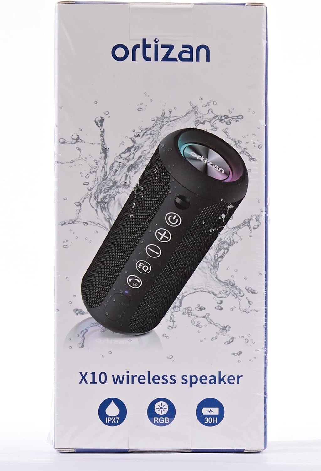 Ortizan Portable Bluetooth Speaker: IPX7 Waterproof, 24W Loud Sound, Deep Bass, Bluetooth 5.3, LED Lights, Wireless Stereo Pairing, 30H Playtime, for Home/Outdoor/Party/Beach, Birthday Gift (Black)