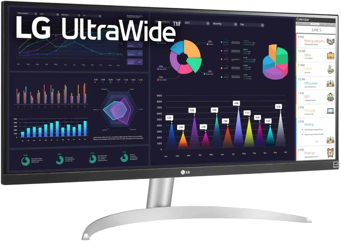 LG Ultrawide FHD 29-Inch Computer Monitor 29WQ600-W, IPS with HDR 10 Compatibility, AMD Freesync, and USB Type-C, White/Silver