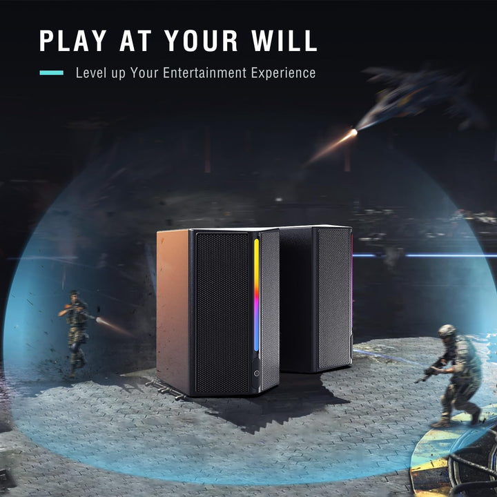 FIFINE Computer Speakers, Desktop PC Speakers with Volume Control, RGB Gaming Loudspeakers Wired with 3.5Mm Aux Audio Cable for Laptop Monitor Phone Tablet-Ampligame A20