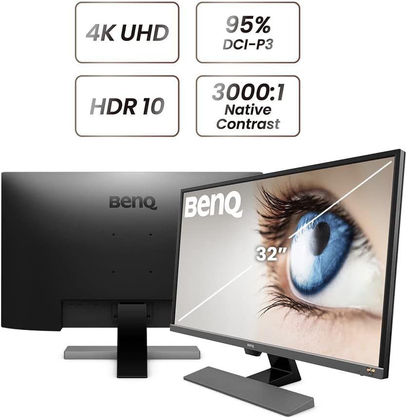 Benq EW3270U Premium Monitor 32" 4K UHD | Hdri | DCI-P3 | Eye-Care Tech | Adaptive Brightness | Tilt Screen | Built-In Speakers | Eye Reminder | Displayport | HDMI | Usb-C,Black