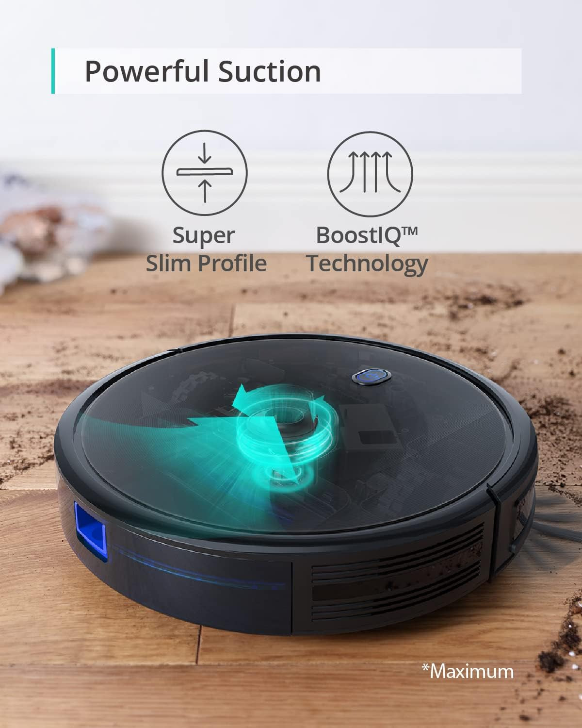 Eufy Robot Vacuum 11S MAX, Super Thin, Powerful Suction, Quiet, Self-Charging Robotic Vacuum Cleaner, Cleans Hard Floors to Medium-Pile Carpets, Black