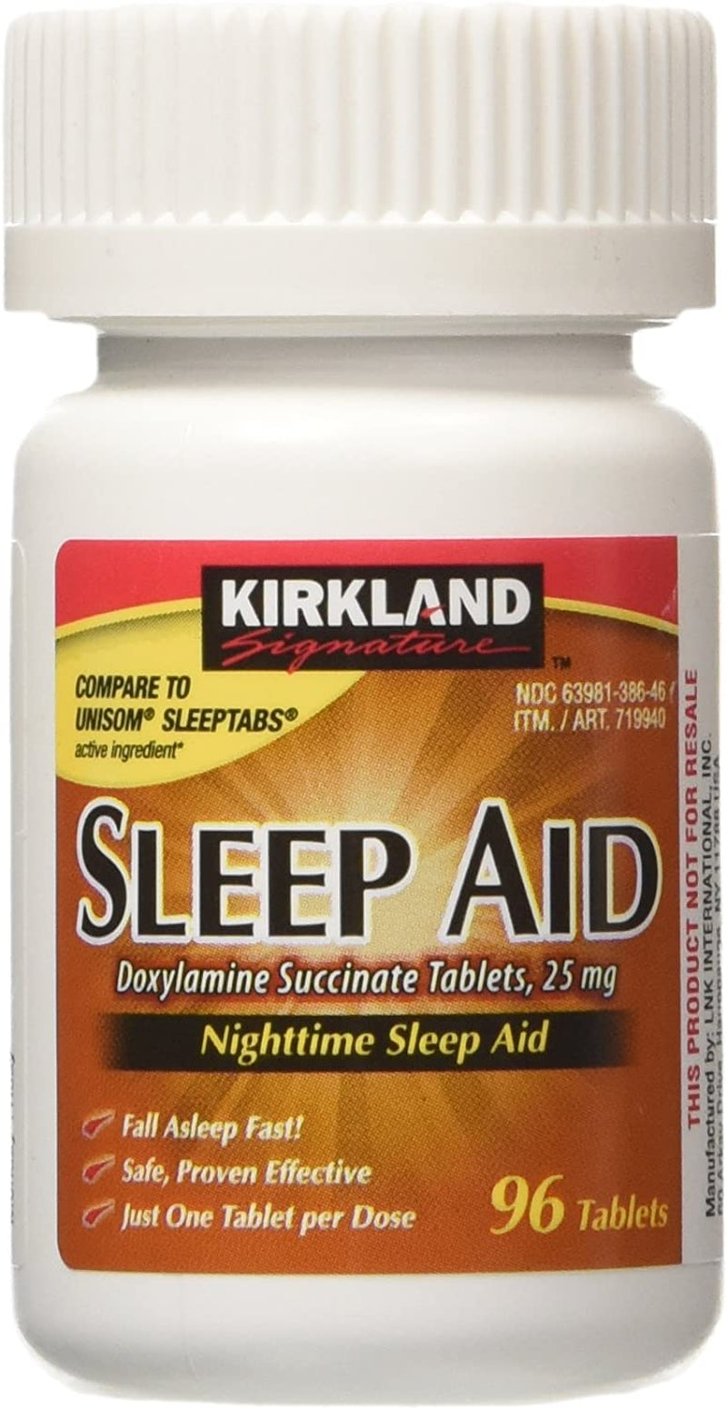 KIRKLAND SIGNATURE Sleep Aid Doxylamine Succinate 25 Mg X Tabs (53201812) No Flavor 96 Count, Packaging May Vary