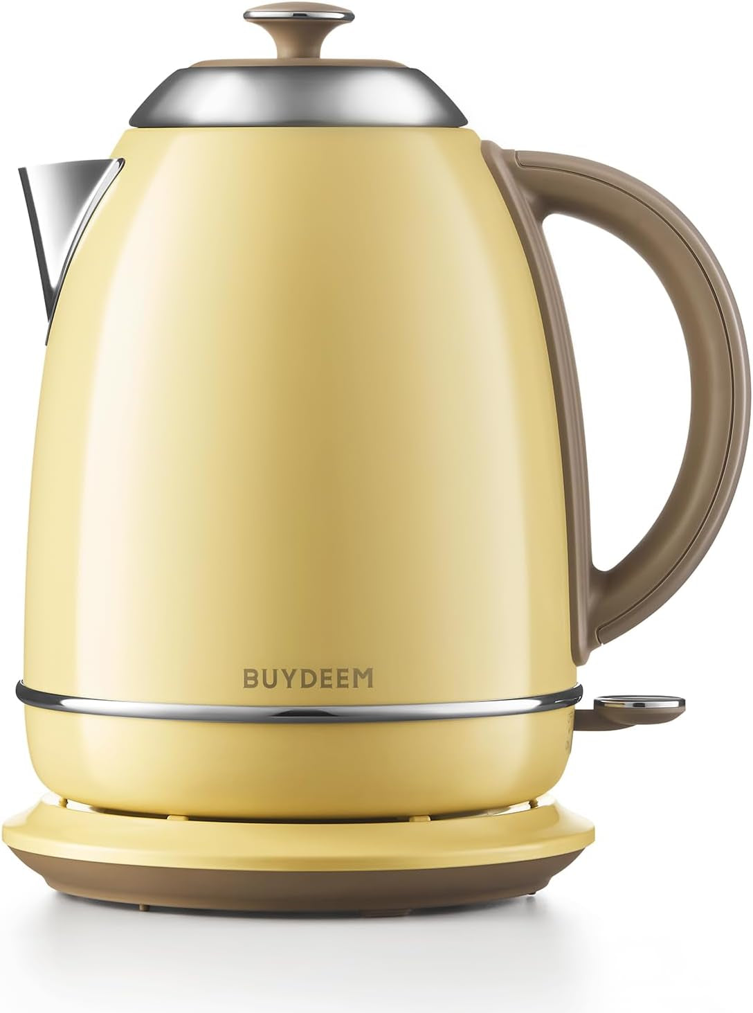 BUYDEEM K640 Stainless Steel Electric Tea Kettle with Auto Shut-Off and Boil Dry Protection, 1.7 Liter Cordless Hot Water Boiler with Swivel Base, 1440W, Mellow Yellow