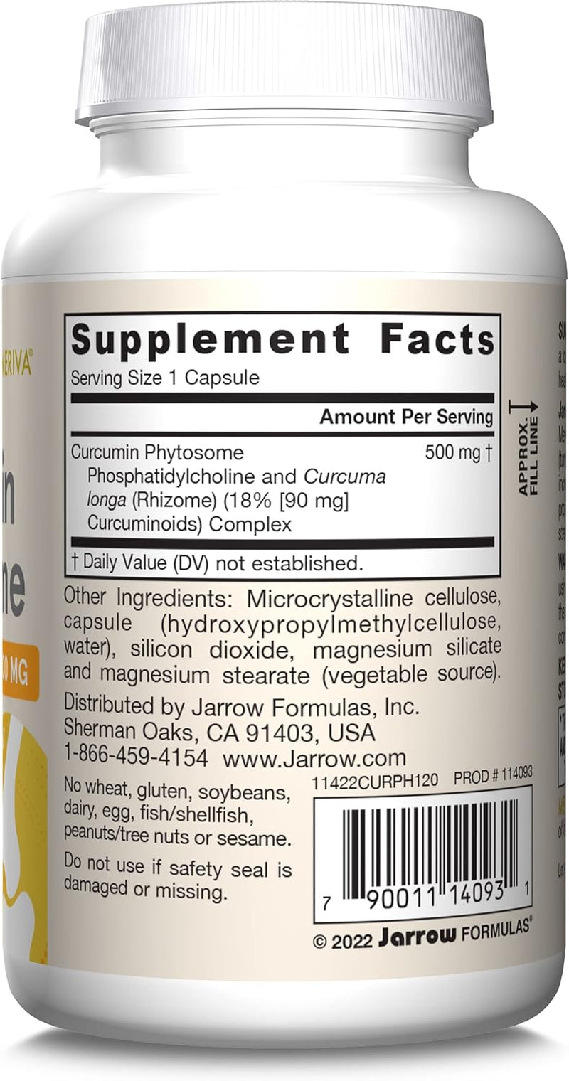 Jarrow Formulas Curcumin Phytosome 500 Mg - 120 Veggie Capsules - Formulated with Meriva - Antioxidant Support Supplement - Joint Health & Support - 60 Servings