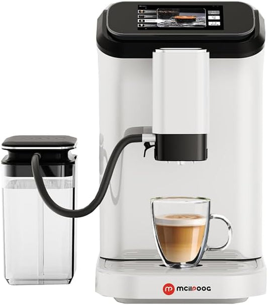 Mcilpoog WS-D5 Pro Fully Automatic Espresso Machine | 12 Drinks, Wi-Fi Enabled, Adjustable Coffee Powder, Liquid Volume & Temperature, 20 Bar Pressure, Automatic Cleaning, Super Automatic Coffee Maker