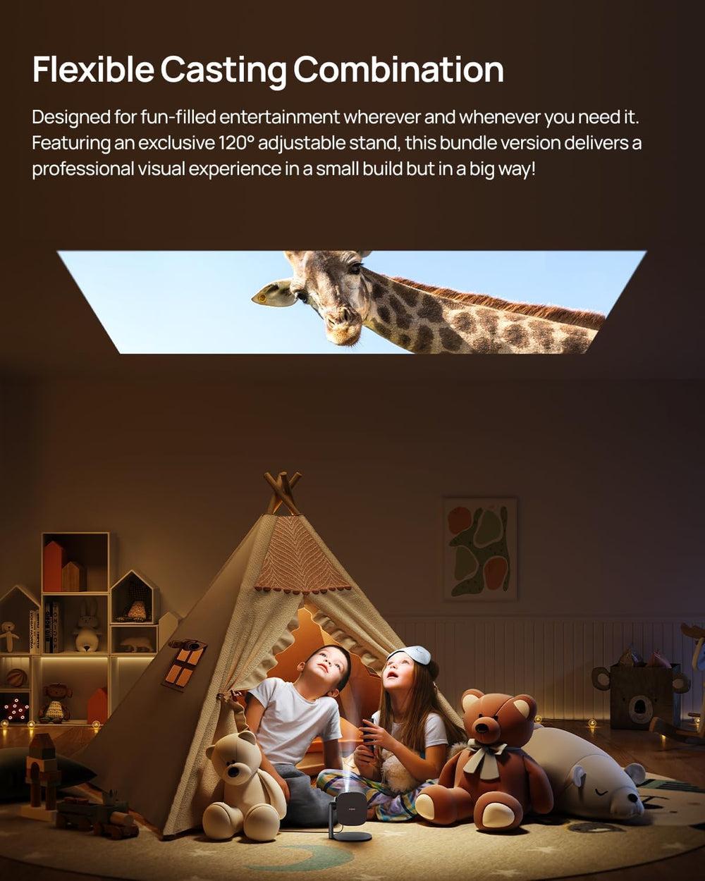 XGIMI Mogo 2 Pro 1080P Portable Projector with Multi-Angle Stand, Wifi and Bluetooth, Android TV 11.0, 400 ISO Lumens, ISA 2.0, Supports 4K, Auto Focus, Object Avoidance, and Screen Adaption