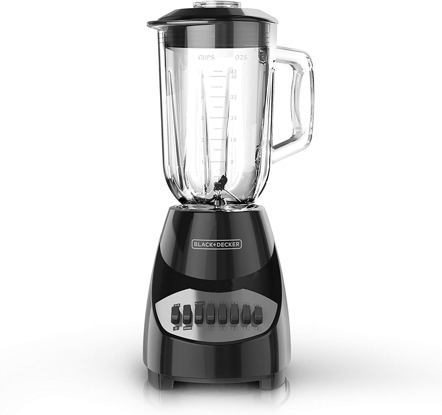 BLACK+DECKER 10-Speed Countertop Blender, BL2010BG, 6-Cup Glass Jar, Dishwasher-Safe, Stainless Steel Blade, Suction Feet