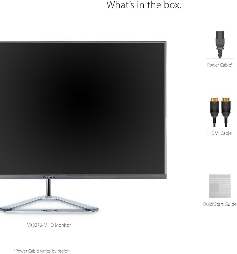 Viewsonic VX3276-MHD 32 Inch 1080P Widescreen IPS Monitor with Ultra-Thin Bezels, Screen Split Capability HDMI and Displayport