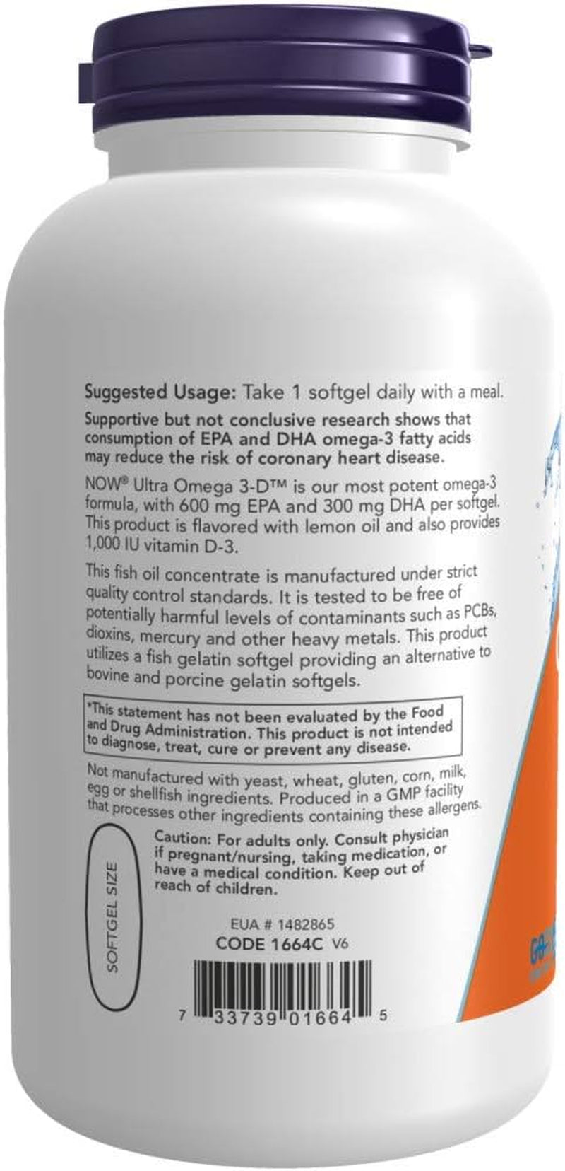 NOW Foods Supplements, Ultra Omega 3-D™, Omega-3 Fish Oil + Vitamin D-3, Cardiovascular Support*, 180 Softgels