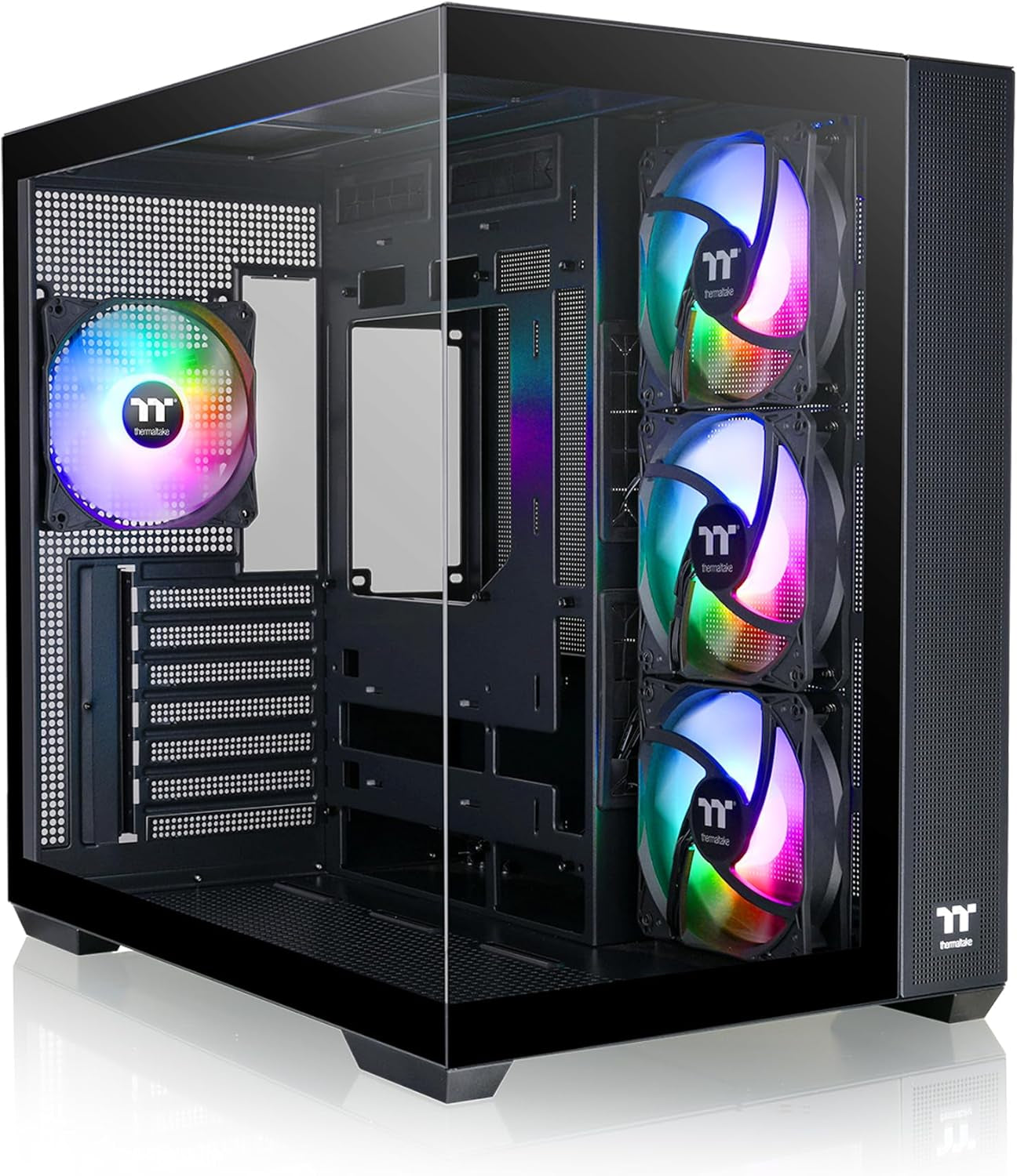 View 380 TG ARGB Black ATX Case; 4X120Mm ARGB Fans Included; Supports Hidden-Connector Motherboard; Front & Side Dual Tempered Glass Panel; CA-1Z2-00M1WN-00; 3 Year Warranty