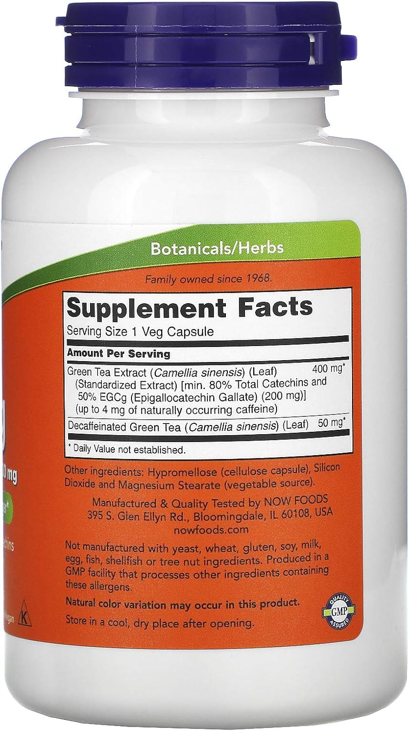 NOW Foods Supplements, Egcg Green Tea Extract ,Dietary,400 Mg, Free Radical Scavenger*, 180 Veg Capsules