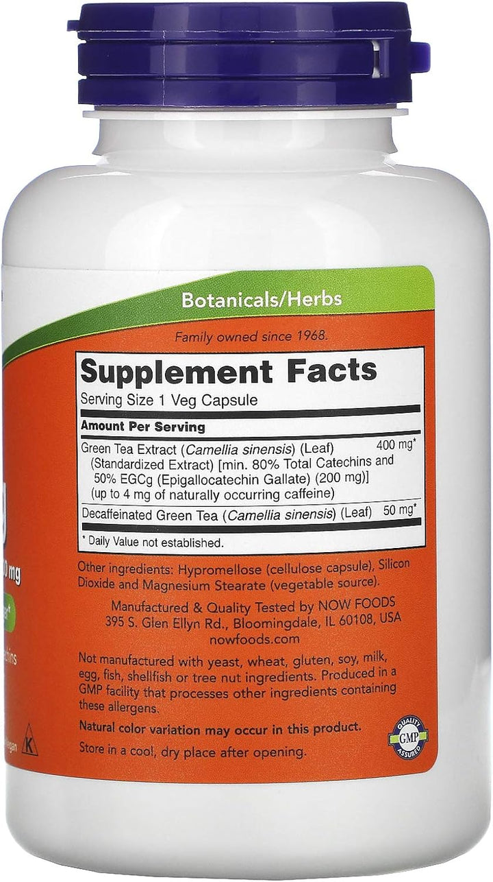 NOW Foods Supplements, Egcg Green Tea Extract ,Dietary,400 Mg, Free Radical Scavenger*, 180 Veg Capsules