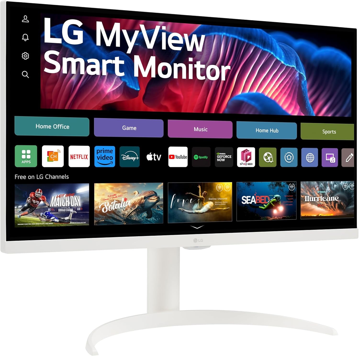 LG 27SR75U-W Myview 27 Inch 4K UHD (3840X2160) IPS HDR10 USB Type-C 65W PD Smart Monitor Webos 23 Airplay Screen Share Bluetooth Thinq App Built-In Speaker HDMI White