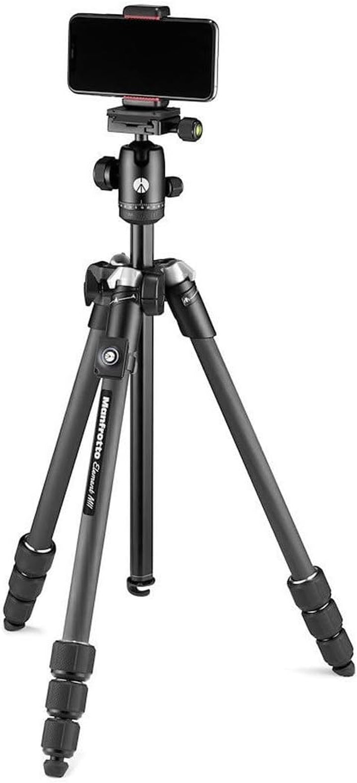 Manfrotto Element MII Mobile Bluetooth MKELMII4BMB-BH, Lightweight Aluminium Travel Tripod, with Carry Bag, Arca-Compatible Ball Head, Load up 8Kg, for Dslrs, Cscs, Compact Cameras and Smartphones
