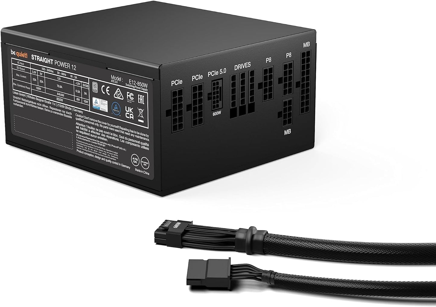 Be Quiet! BN516 Straight Power 12-1000W 80 plus Platinum, ATX 3.0, Modular Power Supply, for Pcie 5.0 Gpus and Gpus with 6+2 Pin Connectors, Silent 135Mm Be Quiet! Fan - BN516