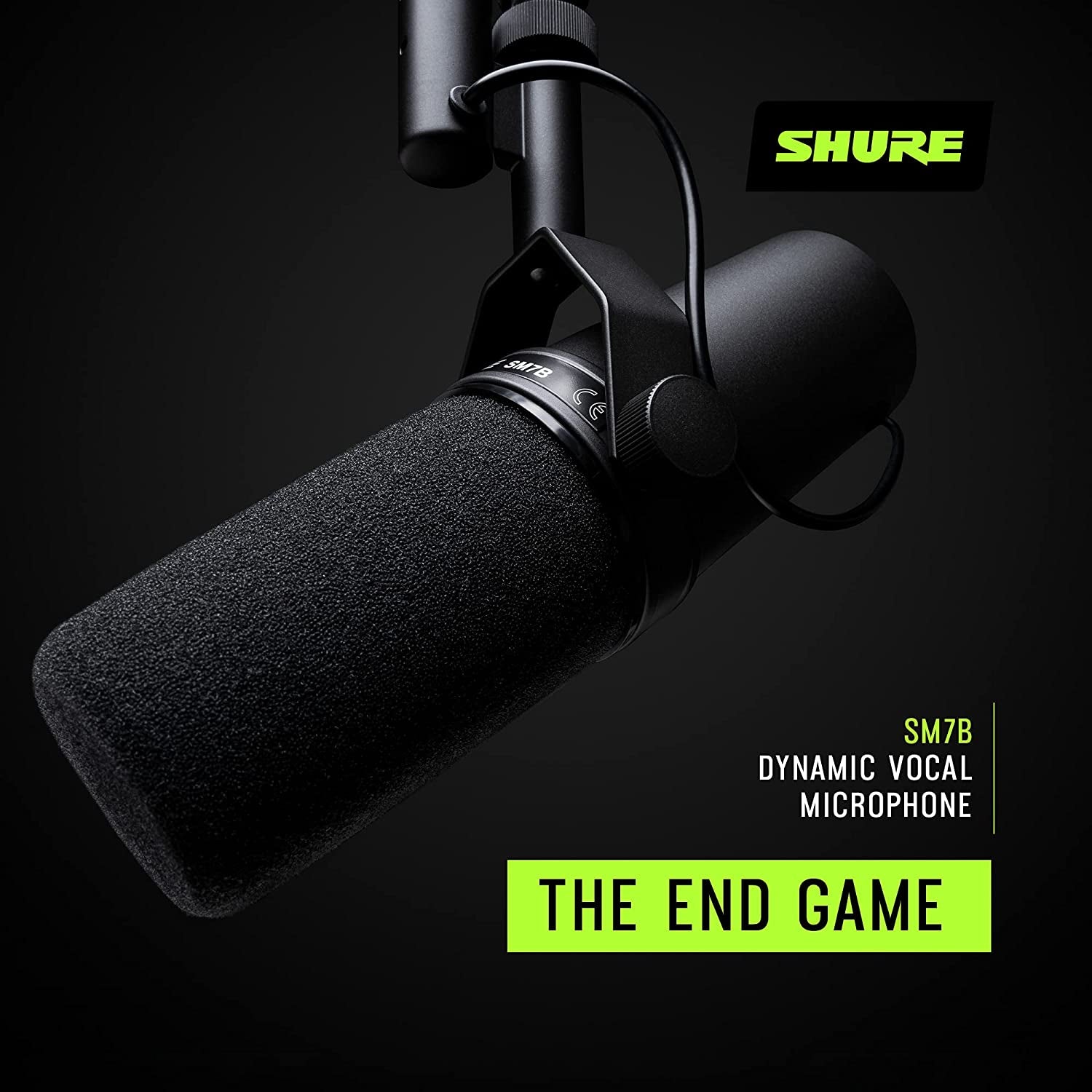 Shure SM7B Microphone - Vocal Dynamic Studio Mic for Broadcast, Podcast, Recording, Gaming & Streaming, XLR, Rugged Construction, Detachable Windscreen, Smooth Sound, Warm Vocals, Wide-Range Frequency