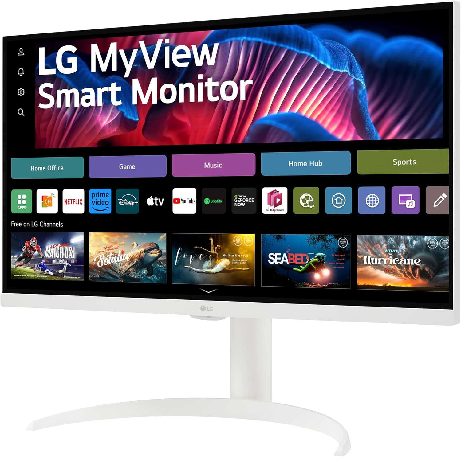 LG 27SR75U-W Myview 27 Inch 4K UHD (3840X2160) IPS HDR10 USB Type-C 65W PD Smart Monitor Webos 23 Airplay Screen Share Bluetooth Thinq App Built-In Speaker HDMI White