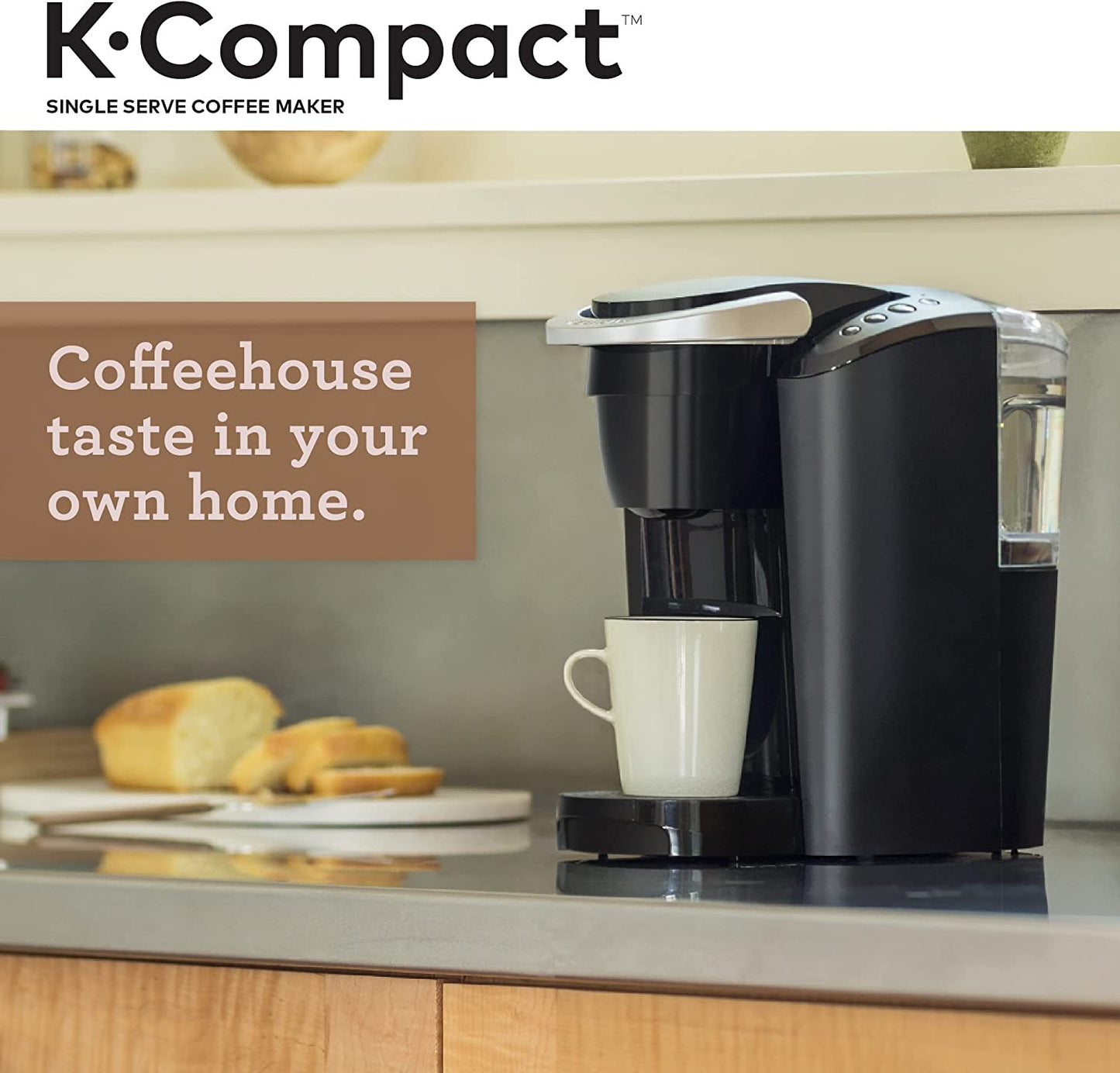 Keurig K-Compact Single-Serve K-Cup Pod Coffee Maker, with 3 Brew Sizes, Smart Start Feature, 36Oz Removable Reservoir, Black