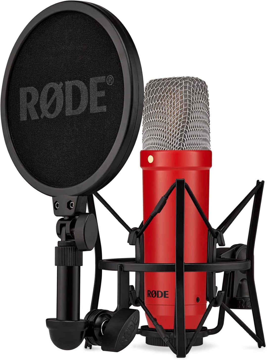 RØDE NT1 Signature Series Large-Diaphragm Condenser Microphone with Shock Mount, Pop Filter and XLR Cable for Music Production, Vocal Recording, Streaming and Podcasting (Red)