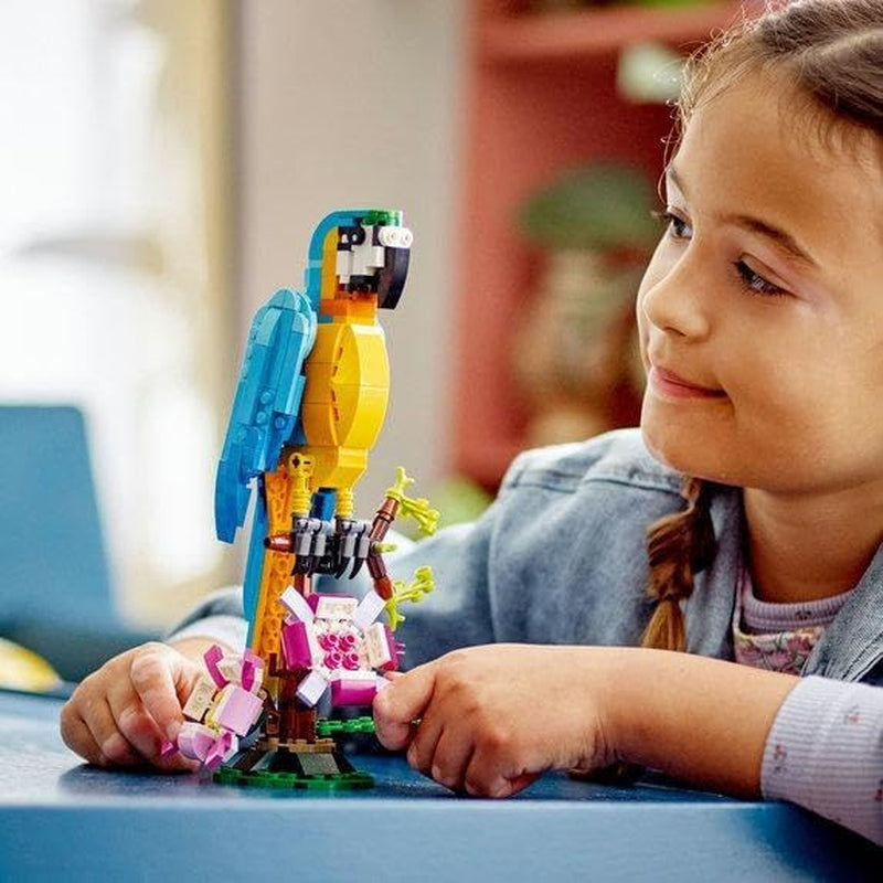 LEGO Creator 3 in 1 Exotic Parrot Building Toy Set, Transforms to 3 Different Animal Figures - from Colorful Parrot, to Swimming Fish, to Cute Frog, Creative Toys for Kids Ages 7 and Up, 31136