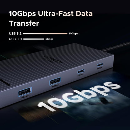 UGREEN Revodok 10 in 1 USB C Docking Station Dual 4K Monitor, USBC Hub with 2 HDMI, USB A&C 3.2 Ports, SD/TF Card Reader, PD 100W Charging, USB C Dock with 1Gbps Ethernet for Dell, HP, XPS and More