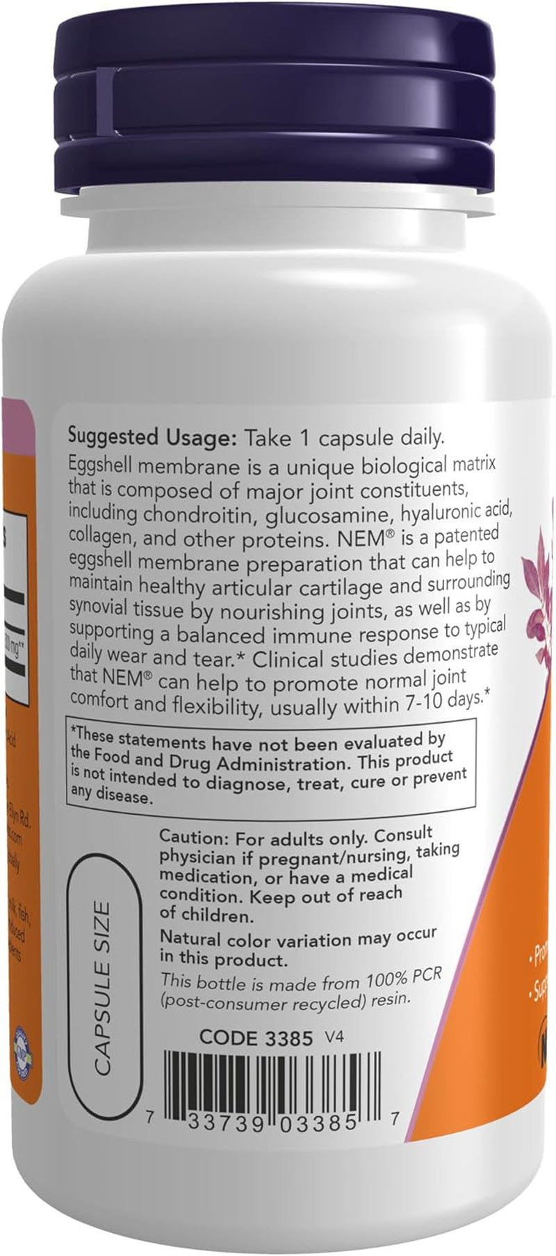 NOW Foods Supplements, Eggshell Membrane (A Unique Biological Matrix Composed of Major Joint Constituents) 500 Mg, 60 Veg Capsules