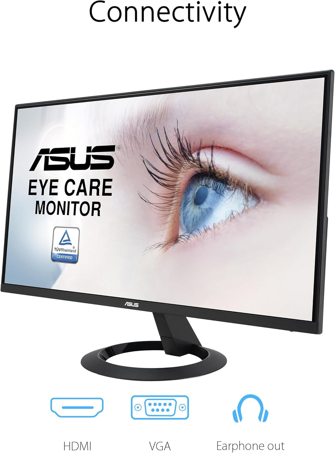 ASUS 22” (21.45” Viewable) 1080P Eye Care Monitor (VZ22EHE) - Full HD, IPS, 75Hz, 1Ms (MPRT), Adaptive-Sync, HDMI, Low Blue Light, Flicker Free, HDMI, VGA, Ultra-Slim,Black