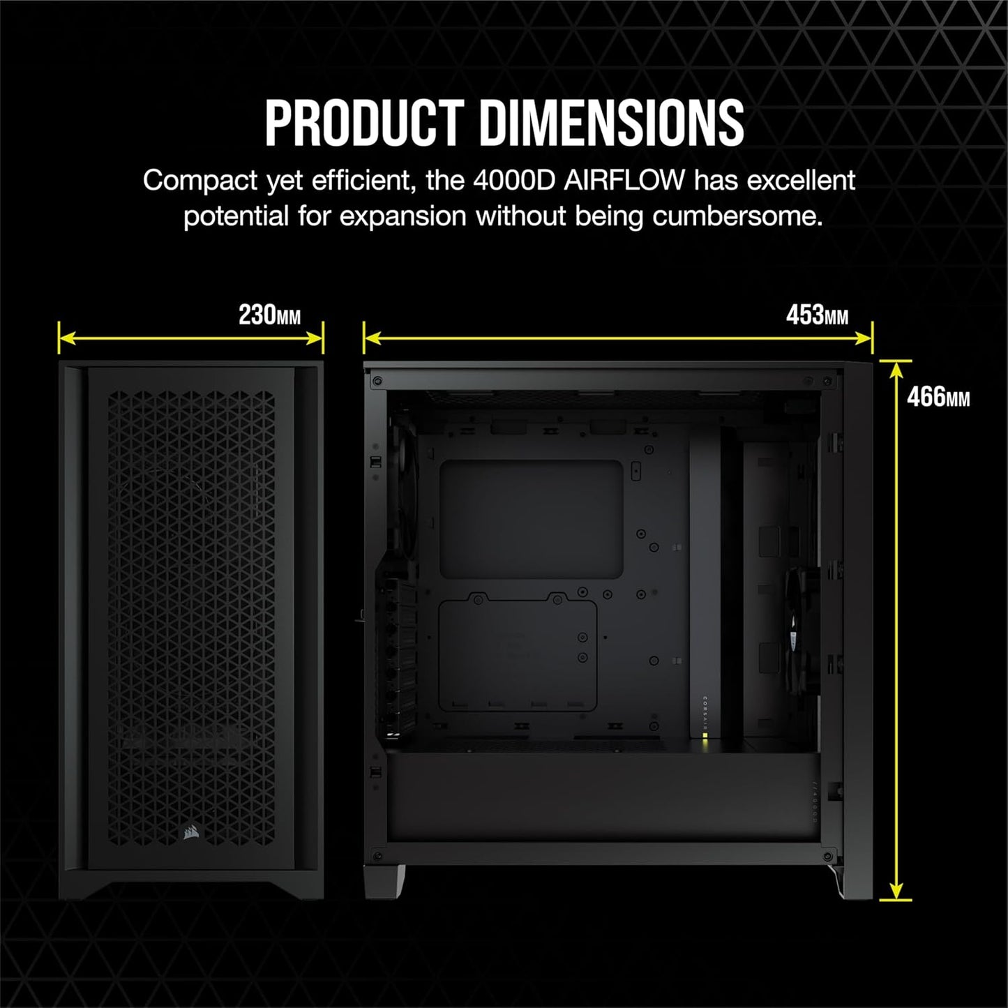 CORSAIR 4000D AIRFLOW Tempered Glass Mid-Tower ATX Case - High-Airflow - Cable Management System - Spacious Interior - Two Included 120 Mm Fans - Black