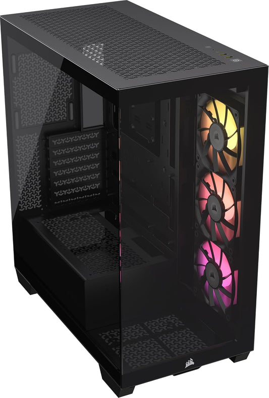 CORSAIR Icue Link 3500X RGB Mid-Tower ATX PC Case – Panoramic Tempered Glass – Reverse Connection Motherboard Compatible – 3X CORSAIR Icue Link RX120 RGB Fans Included – Black