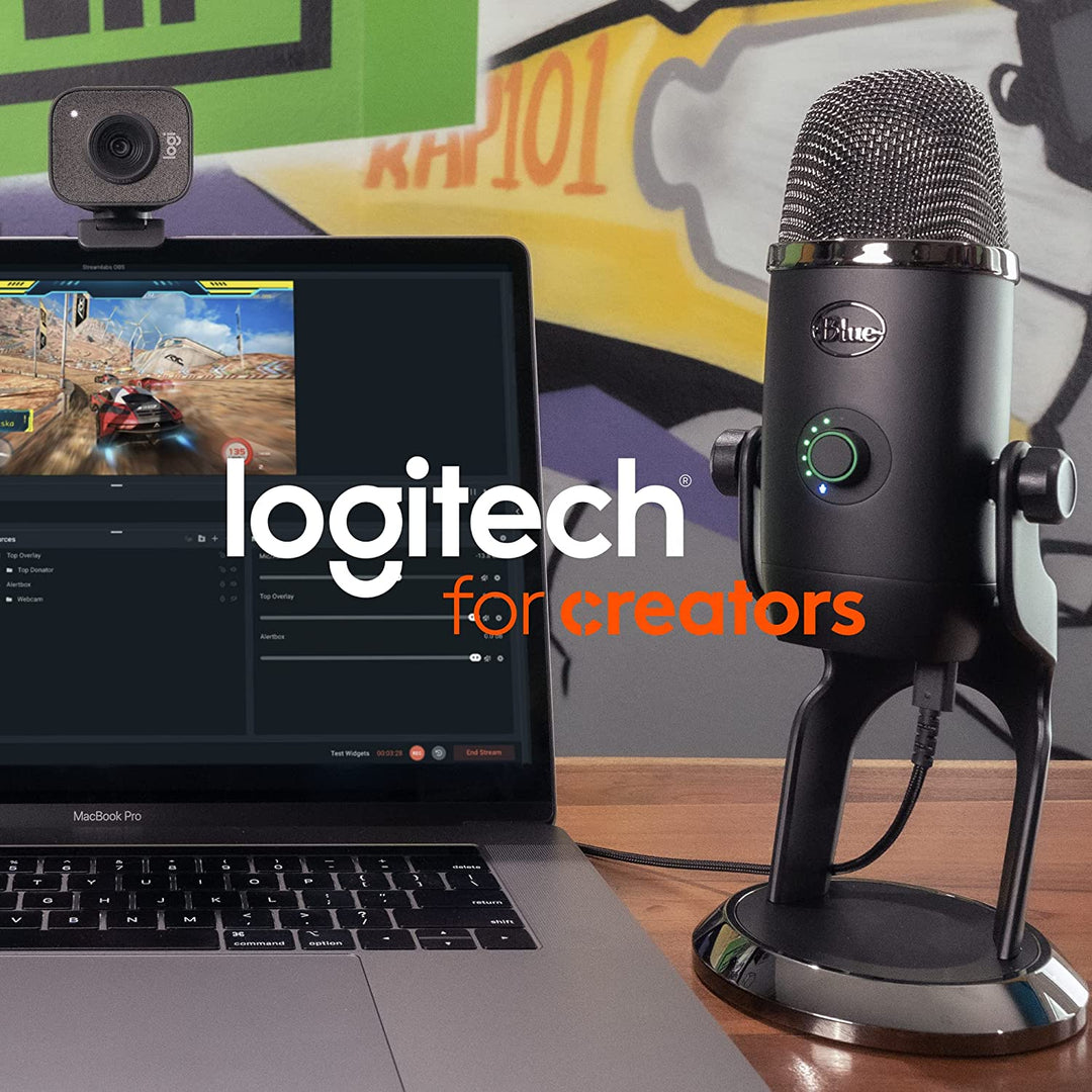 Logitech for Creators Blue Yeti USB Microphone for Gaming, Streaming, Podcasting, Twitch, Youtube, Discord, Recording for PC and Mac, 4 Polar Patterns, Studio Quality Sound, Plug & Play-Blackout