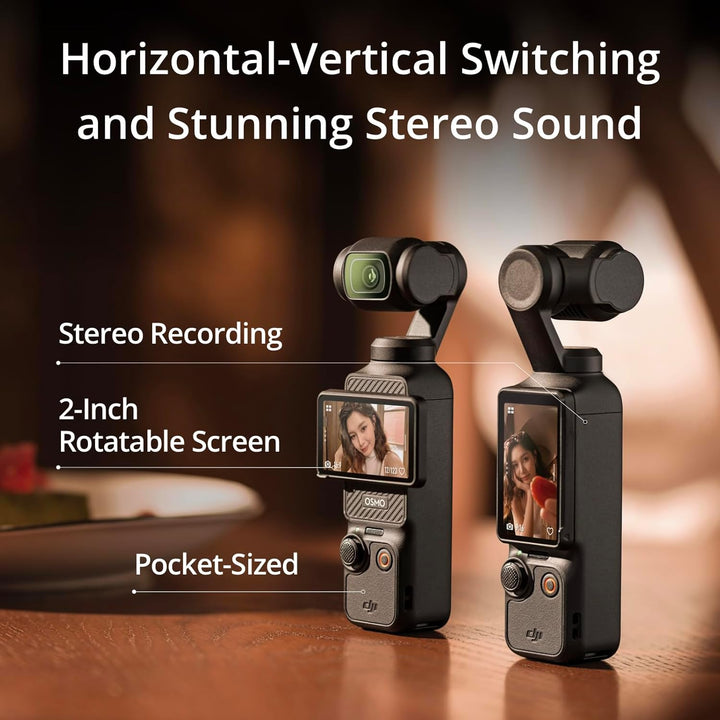 DJI Osmo Pocket 3, Vlogging Camera with 1'' CMOS & 4K/120Fps Video, 3-Axis Stabilization, Fast Focusing, Face/Object Tracking, 2" Rotatable Touchscreen, Digital Camera for Photography, Youtube