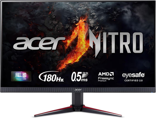 Acer Nitro 23.8" Full HD 1920 X 1080 PC Gaming IPS Monitor | AMD Freesync Premium | 180Hz Refresh | up to 0.5Ms | HDR10 Support | 99% Srgb | 1 X Display Port 1.2 & 2 X HDMI 2.0 | VG240Y M3Biip